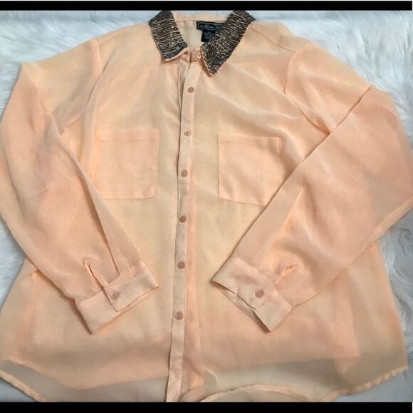 Ladies beaded collared blouse - Picture 1 of 5